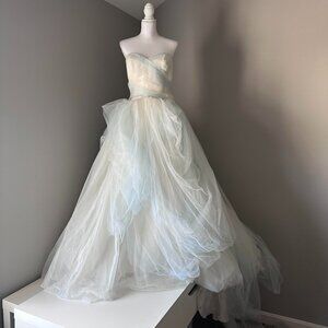 SOLD - Vera Wang Rare White and Blue Ombre Tulle Wedding Dress